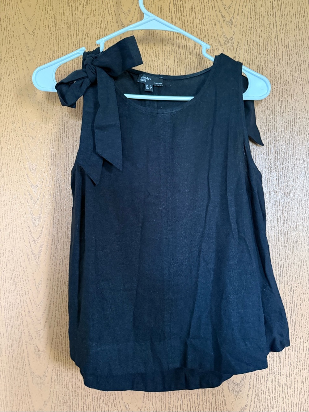 Nobody’s child black linen shoulder tie sleeveless blouse